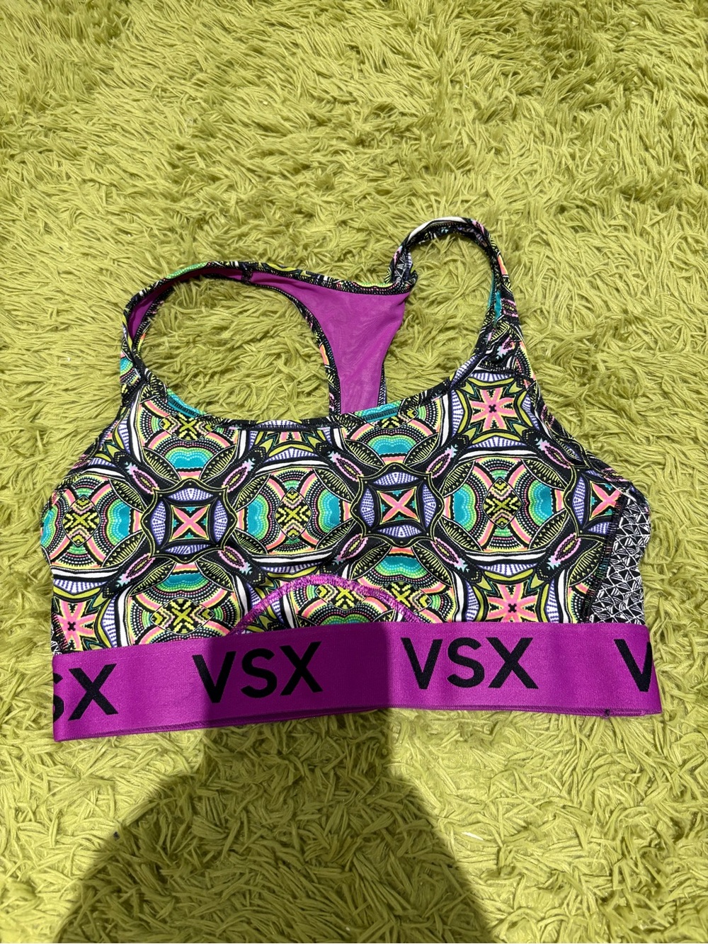 Victoria's Secret Vibrant Geometric Racerback Sports Bra — Purple Band